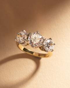 Bague en or massif sertie de diamants de laboratoire ronds brillants de qualité supérieure pour femme, cadeau d'anniversaire, bijou raffiné pour mariage et fête - Product Image 6