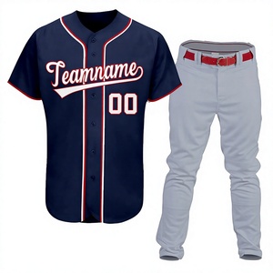 Uniformes de baseball personnalisés pour adultes/jeunes, uniforme d'équipe de baseball, pantalon de sport, maillot de baseball sublimé à double rayure et pantalon - Product Image 1