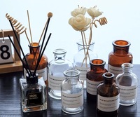 Flacon diffuseur en forme de cône de style nordique, en verre noir et bleu, vase avec de gros bâtons de rotin pour parfum, 200ml