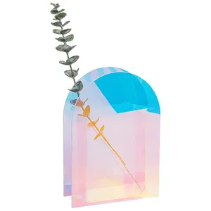 Радужная акриловая ваза для искусственных цветов, листья эвкалипта для офиса, домашнего декора, горячая Распродажа 2022
