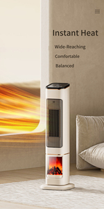 Calentador Eléctrico de Torre Metálico de 2000W, Protección Contra Sobrecalentamiento, Portátil, Cerámica PTC, Temporizador de 12 Horas, Control Táctil, <span class=keywords><strong>Llama</strong></span> <span class=keywords><strong>3D</strong></span> - Product Image 2
