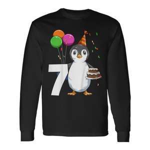 T-shirt à manches longues pour enfants, tenue de fête d'anniversaire du 7e anniversaire, motif pingouin - Product Image 1