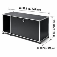 Meuble bas modulaire contemporain en métal noir avec rangement verrouillable, meuble de rangement chromé pour bureau, salon, support TV en acier