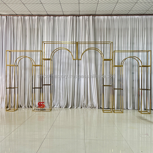 Arche de toile de fond en acier inoxydable avec cadre métallique doré de haute qualité, très vendue, pour décorations de mariage LEDA - Product Image 3
