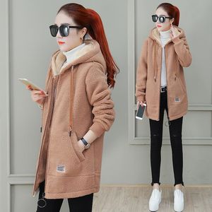 Women's Fleece <b>Lined</b> Hooded <b>Coat</b> Thick Warm Zipper Long Sleeve Loose Fit Autumn Winter Outerwear - Product Image 2