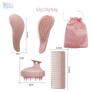 Brosse à cheveux démêlante pour cheveux bouclés avec logo personnalisé brosse à paille de blé masseur pour cuir chevelu peigne à cheveux démêlant et ensemble de brosses