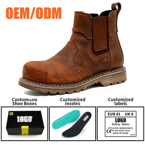 Рабочие ботинки с металлическим подноском, защитой от проколов и ударов, унисекс, верх из натуральной кожи, подошва из резины, для горнодобывающей промышленности и строительства - Product Image 3