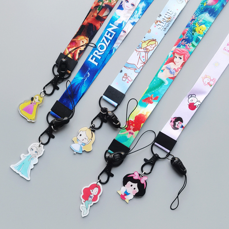 Lovely Cartoon Princess Snow White Ariel Lanyards Anti-Lost Portable Phone Neck Lanyard Wholesale Custom Accessories Lanyards