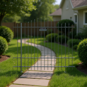 Clôture de jardin en acier 66,93 x 84,65 pouces, plaque décorative gris enduit de poudre - Product Image 2