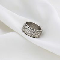 Bague en acier inoxydable texturé martelé pour homme, motif rocheux oxydé, large, style vintage rustique industriel