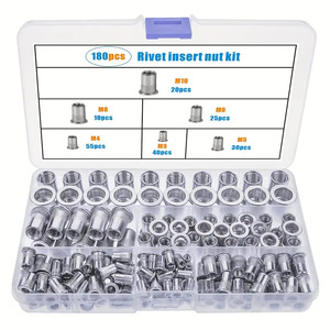 Baiguluo Rivet Insert Nut Kit 180Pcs M3 M4 M5 M6 M8 M10 Aluminum Flat Head Self Tapping Rivets - Product Image 1