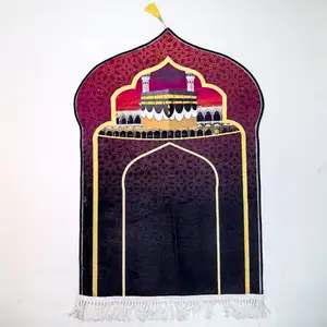 Customized Thickened Flannel Embossed Qibla Mat Prayer Mat Prayer Mat Manufacturer Wholesale Sejadah Carpet