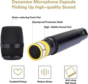 2.4GHz Professional Rechargeable <b>Receiver</b> with 6.35MM(1/4") and 3.5MM(1/8") Handheld Karaoke Microphone for Singing Church - Product Image 4
