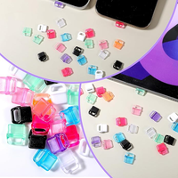Capuchon anti-poussière transparent en PC coloré avec boucle, protège-poussière USB pour iPhone, tablette, ordinateur portable, port de charge Type C