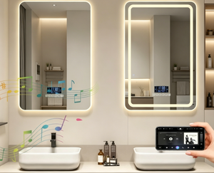 Smart LED Wooden Bathroom <b>Mirror</b> Wall-Mounted Touch Screen Vanity <b>Mirror</b> Illuminated <b>Makeup</b> Display Modern Design for Hotel Use - Product Image 3
