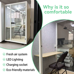 Soundproof Live Streaming <strong>Booth</strong> Office Pod Acoustic Study Cabin Noise Cancelling Ventilation LED CE Custom Single Hotel Villa - Product Image 2