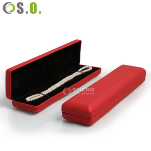 Red PU <b>Leather</b> Cute High-Class With Internal Same Color Velvet Square Customized Ring Box Bracelet Box <b>Jewelry</b> Set Box - Product Image 1