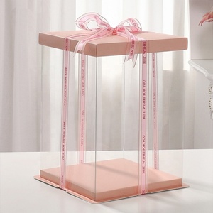Caja de Pastel Transparente de PET Grueso Personalizada al por Mayor para Cumpleaños y Bodas, para Alimentos, con Relieve, Laminación Mate y Recubrimiento UV - Product Image 4