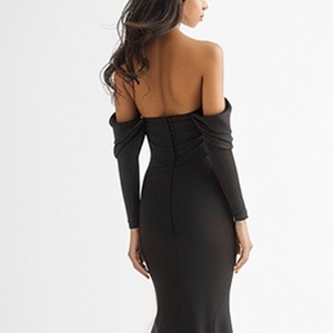 Robe de soirée élégante originale, tenue sexy, robes de cocktail, robe moulante pour femmes, robe élégante noire à enrouler - Product Image 2