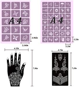 XMASIR, 22 hojas, Kit de plantilla de tatuaje de Henna de plástico, 50 Uds., pegatina de aerógrafo brillante, <span class=keywords><strong>tatuajes</strong></span> <span class=keywords><strong>temporales</strong></span> de Henna negros árabes indios - Product Image 5