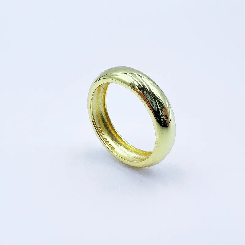 18ct gold simple 925 sterling silver ring gold finger ring wedding engagement men and women couple ring