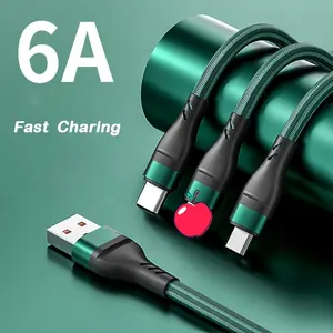 Green Hot Sale High Quality 3 By 1 Nylon Charging And Data Transfer Usb Cable Assembly