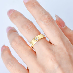 Chất Lượng Cao 925 Bạc 1.75Mm D Màu <span class=keywords><strong>Vvs1</strong></span> Vòng Moissanite Vòng Chunky Bốn Lá Clover Rộng Thời Trang Người Đàn Ông Của Và Phụ Nữ Nhẫn - Product Image 6