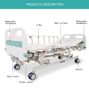 Letto Ospedaliero Multifunzionale Manuale in Acciaio Inox con Garanzia di 5 Anni per Uso Domestico, Altezza Regolabile per Anziani e Paralizzati - Product Image 4
