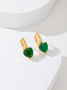 Pendientes de aro colgantes de moda exquisitos del fabricante 2025, joyería de moda chapada en oro de latón de 14K con circonita multicolor para fiesta - Product Image 4