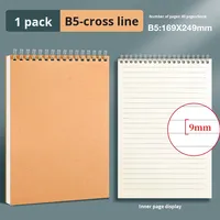 Carnet de notes de bureau B5 en cuir de vachette simple, reliure spirale, lignes horizontales, quadrillé, pour les examens d'entrée en master