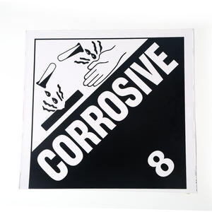 Étiquette d'avertissement de transport Fangtai, produits corrosifs classe 8, film auto-adhésif mat brillant pour la logistique aérienne et maritime - Product Image 1