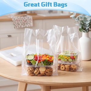 Clear Plastic Take Out <b>Bags</b> 9.4x5.9x13.8 In Die Cut Handles Heavy Duty Square Bottom <b>Bulk</b> For Business Shopping - Product Image 6