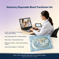 Fournitures vétérinaires en gros : Kit de transfusion sanguine avec aiguille 0,9x26mm pour chien