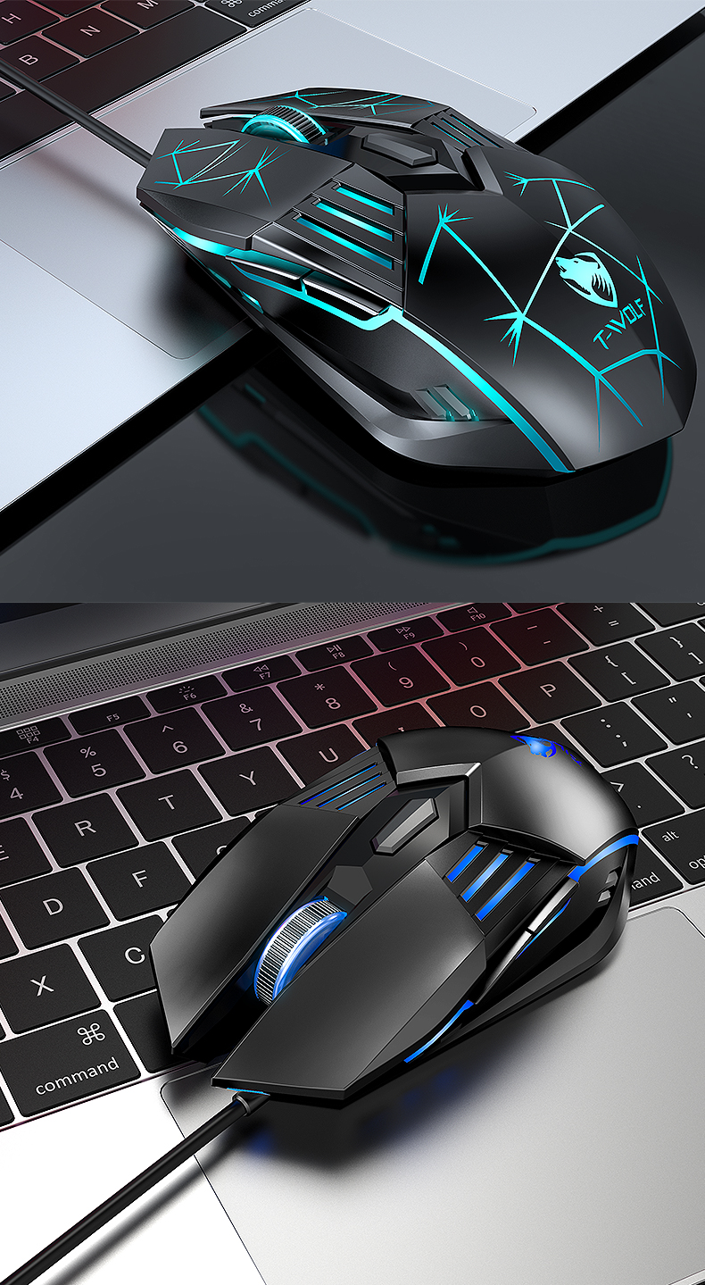 New gadget TWOLF G560 Wired Mouse 6 keys adjustable dpi four-color breathing lamp for mouse gamer