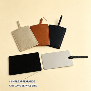 Luggage Tag Style Stainless Steel Pocket <strong>Mirror</strong> Black PU <strong>Leather</strong> Sleeve Hanging <strong>Strap</strong> Shatterproof HD Travel Makeup <strong>Mirror</strong> - Product Image 3