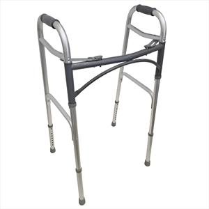Andador Plegable Ligero para Personas Mayores, Liberación con 2 Botones, Patas Ajustables, Ayuda para Caminar Médica Plateada para Discapacitados - Product Image 1