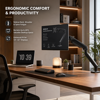 Support de bureau réglable pour un seul moniteur avec ressort à gaz, pour écrans de 13 à 32 pouces, support ergonomique pivotant à mouvement complet, VESA 75 100