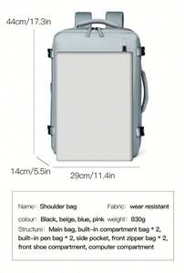 Bolsa de Viaje Negra de Gran Capacidad y Alta Calidad con Logotipo Personalizado, Mochila Duradera para Computadora Portátil de Negocios para Mujer - Product Image 2