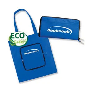 non woven zipper tote bag that easily zips into a compact pouch