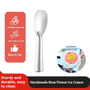 Cuillère à glace artisanale en aluminium, pétales de rose, outils fantaisie pour glace à fond fondant, outils commerciaux durables pour la glace, capacité 1-3L - Product Image 3