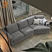 Ensemble de canapés modulaires en forme de L modernes avec tables d'appoint intégrées, meubles de salon rembourrés en tissu mousse haute densité