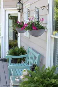 Jardineras colgantes macetas grandes de resina de 13,2 pulgadas para exteriores, jardineras para plantas de jardín, gris grande, Juego de 2 - Product Image 5