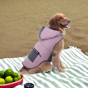 थोक बैंगनी हूडेड गर्म पालतू जैकेट फैशनेबल वाटरप्रूफ शीतकालीन आउटडोर खेल कोट बड़े कुत्तों के लिए - Product Image 5