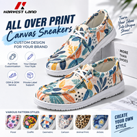 Baskets en toile à imprimé intégral, motif artistique personnalisé, chaussures décontractées basses personnalisées, OEM ODM, chaussures à marque privée