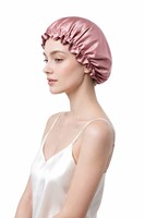 Bonnet de nuit en satin soyeux double couche avec bande à nouer pour femme, protection des cheveux bouclés, personnalisable OEM, vente en gros