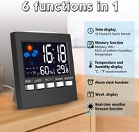 Horloge de bureau numérique intelligente à commande vocale LED, analogique, en ABS, avec alarme, calendrier, fonction snooze, station météo, température, humidité, décoration pour la maison et le bureau
