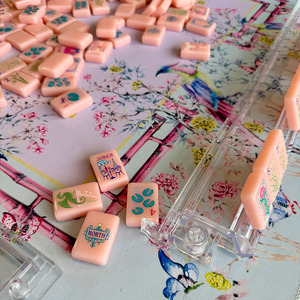 Juego de Fichas de Mahjong de Acrílico Rosa Jade, Lujoso y Elegante, 160 Piezas, Portátil, Estilo Americano, Tema Torre Eiffel, Bicicleta y <span class=keywords><strong>Metro</strong></span> - Product Image 4