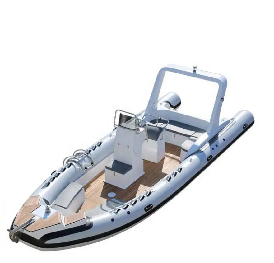 2024 di lusso 760 Patrol rigida costola Hypalon in fibra di vetro gonfiabile barca a vela con motore fuoribordo