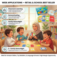 Jeu de cartes éducatives personnalisées de l'alphabet arabe pour enfants et familles, cartes flash durables et écologiques, logo personnalisé, vente en gros