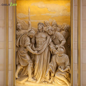 Onlyart Factory Design et Custom Made Church Art mural en marbre <span class=keywords><strong>calcaire</strong></span> Relief Jesus <span class=keywords><strong>Sculpture</strong></span> - Product Image 4
